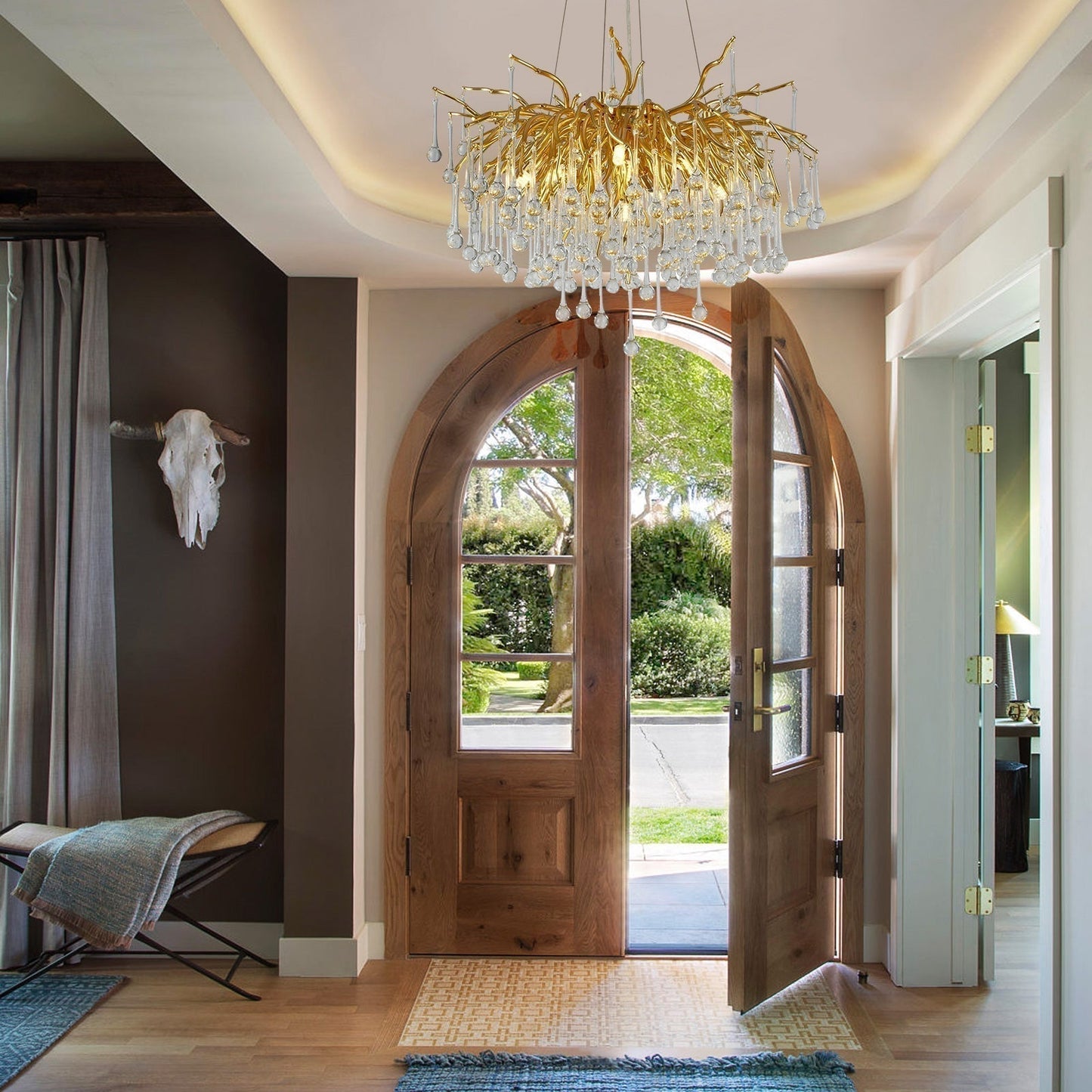 Gold Raindrop Crystal Chandelier-Amarnest