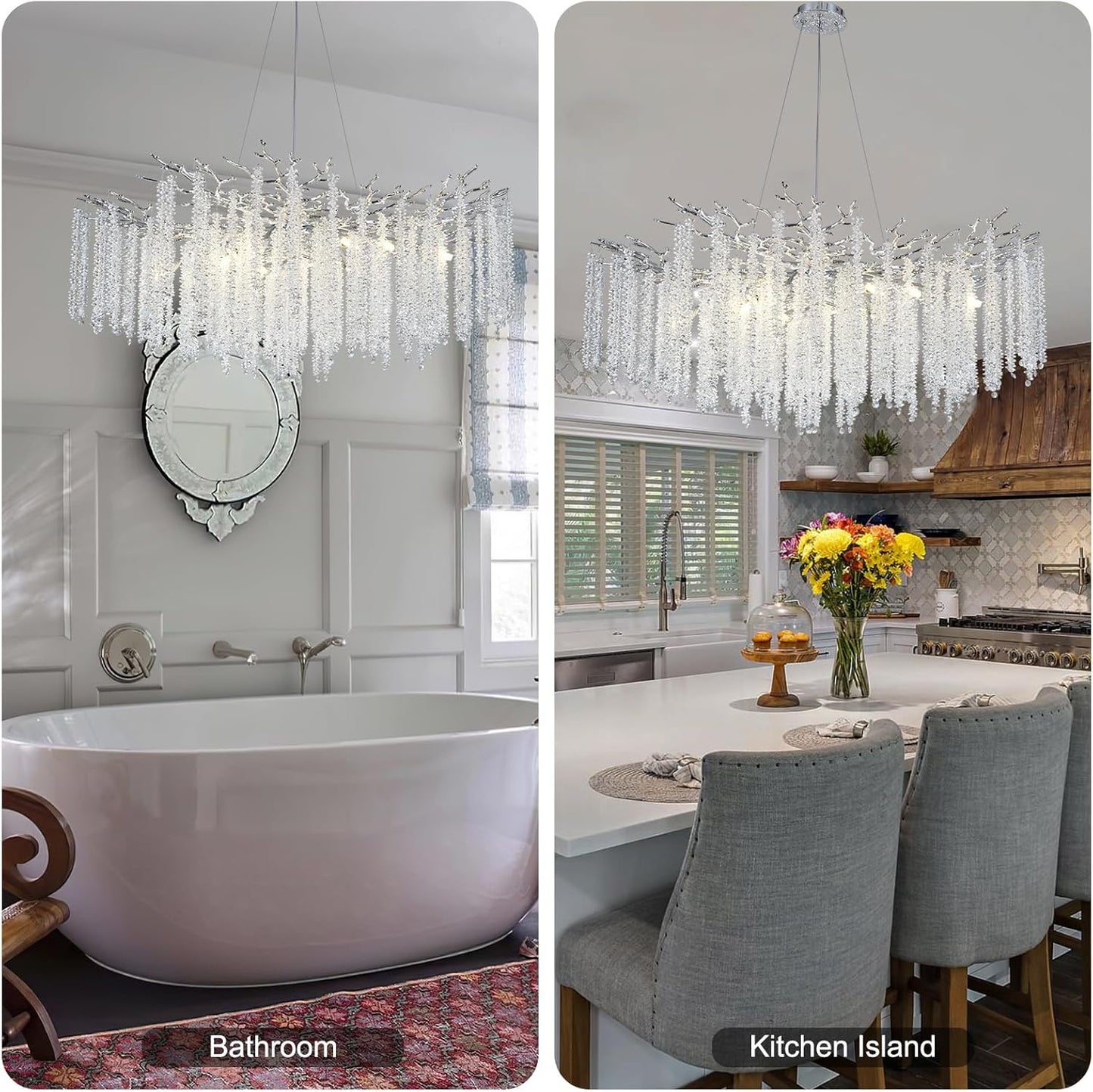 Round Silver Tree Branches Chandelier 40"-Amarnest