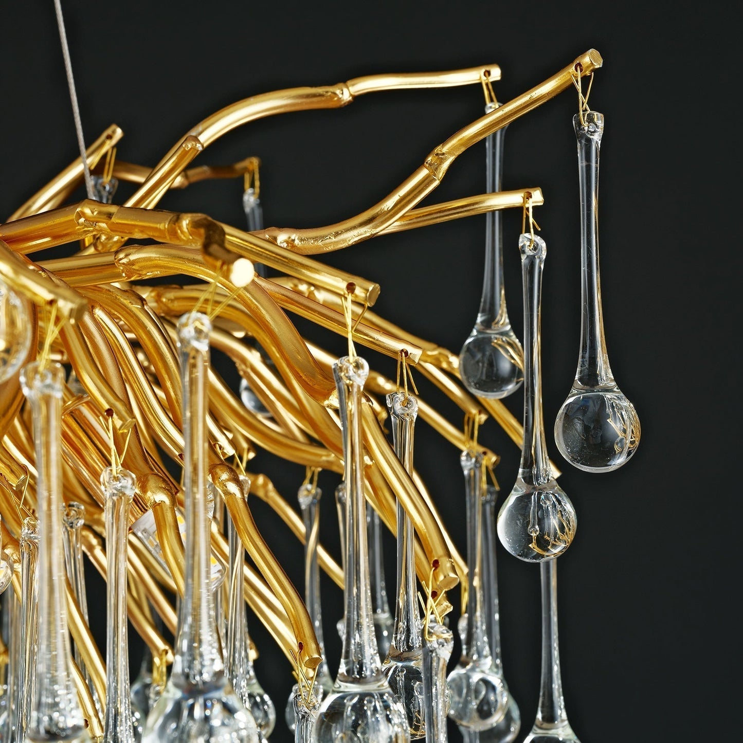 Gold Raindrop Crystal Chandelier-Amarnest