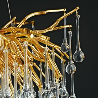 Gold Raindrop Crystal Chandelier-Amarnest