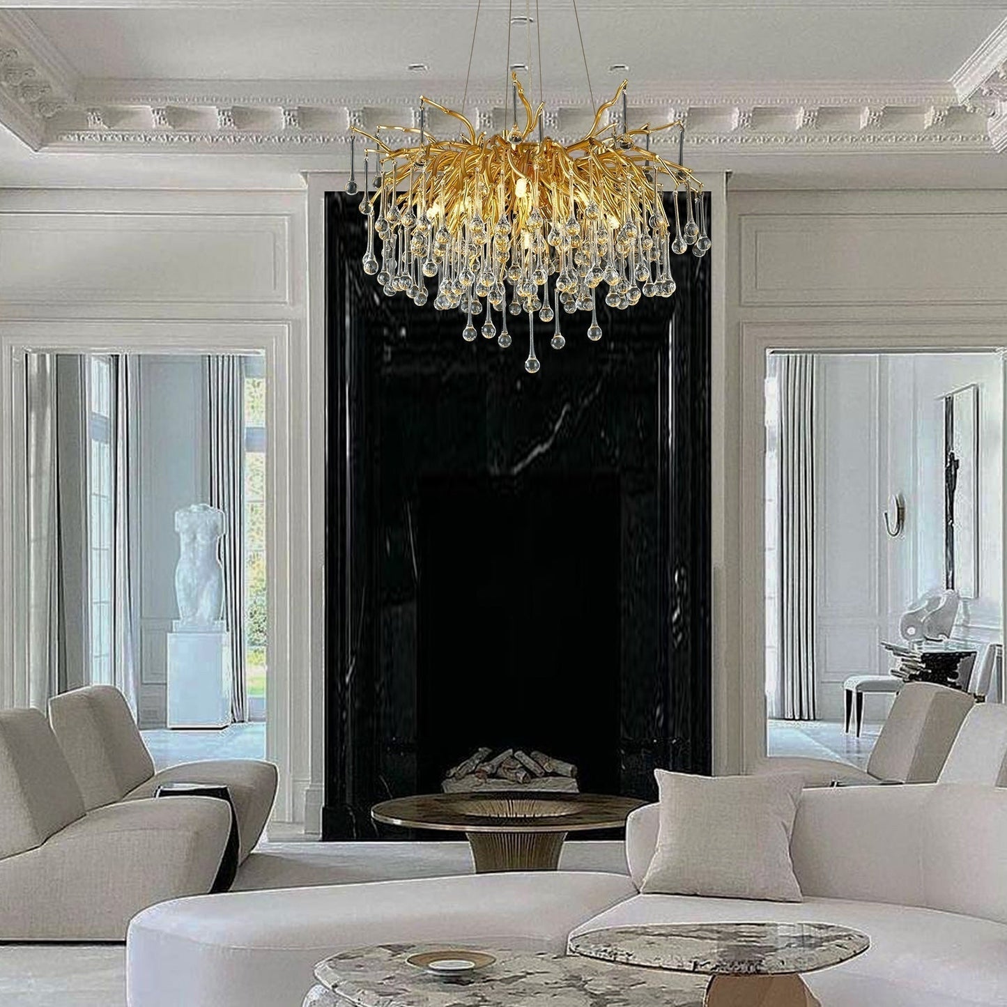 Gold Raindrop Crystal Chandelier-Amarnest