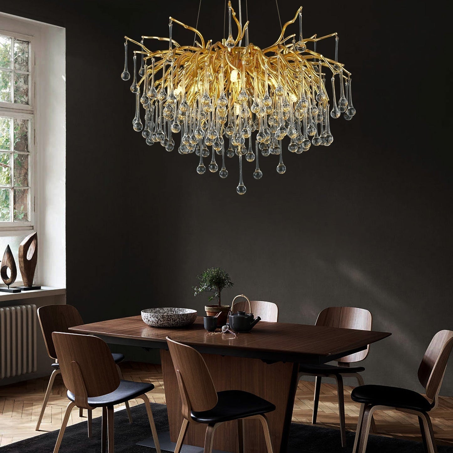 Gold Raindrop Crystal Chandelier-Amarnest