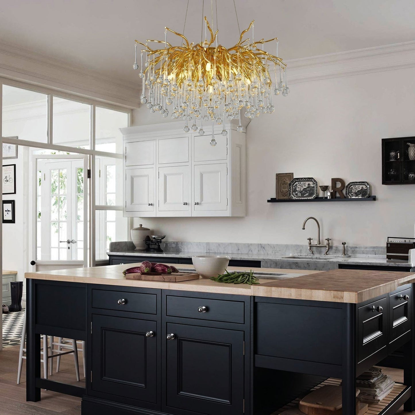 Gold Raindrop Crystal Chandelier-Amarnest