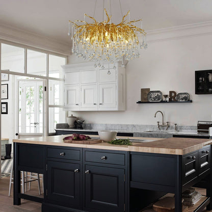 Gold Raindrop Crystal Chandelier-Amarnest