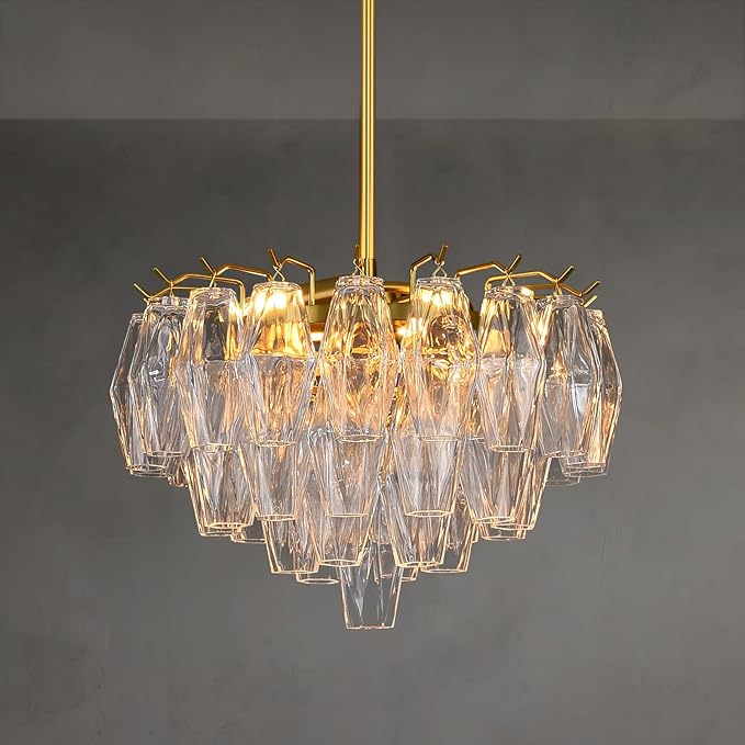 Modern Evelyn Glass Round Chandelier 17"-Amarnest