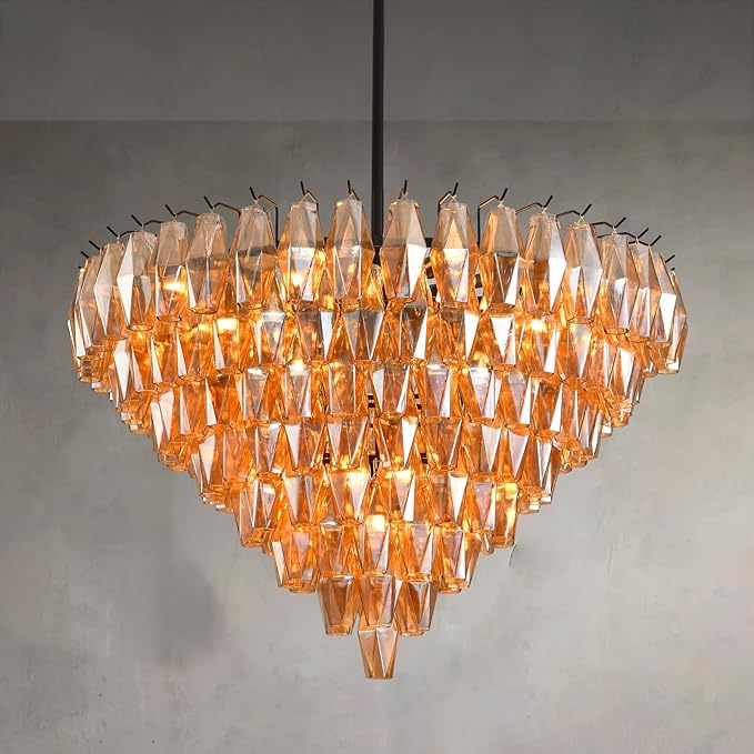 Modern Evelyn Glass Round Chandelier 36"-Amarnest