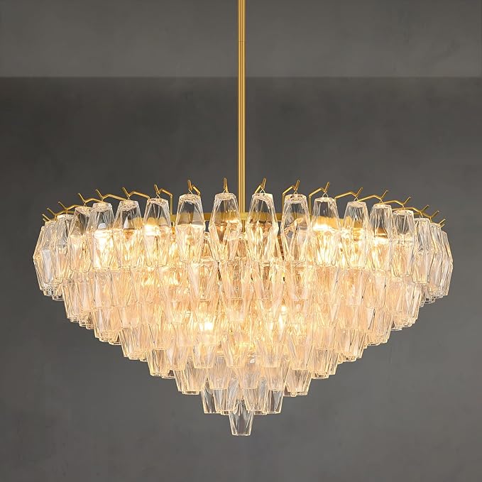Modern Evelyn Glass Round Chandelier 36"-Amarnest