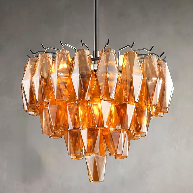 Modern Evelyn Glass Round Chandelier 17"-Amarnest