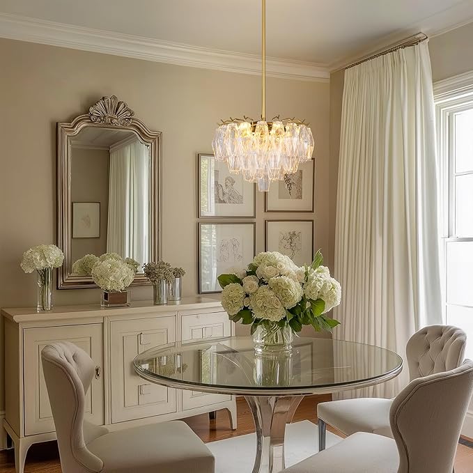Modern Evelyn Glass Round Chandelier 17"-Amarnest