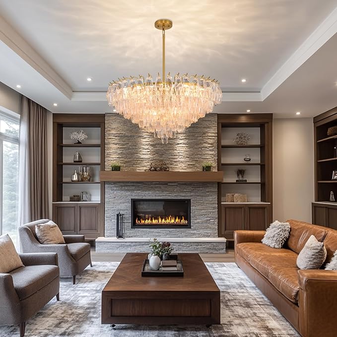 Modern Evelyn Glass Round Chandelier 36"-Amarnest