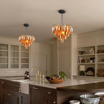 Modern Evelyn Glass Round Chandelier 17"-Amarnest