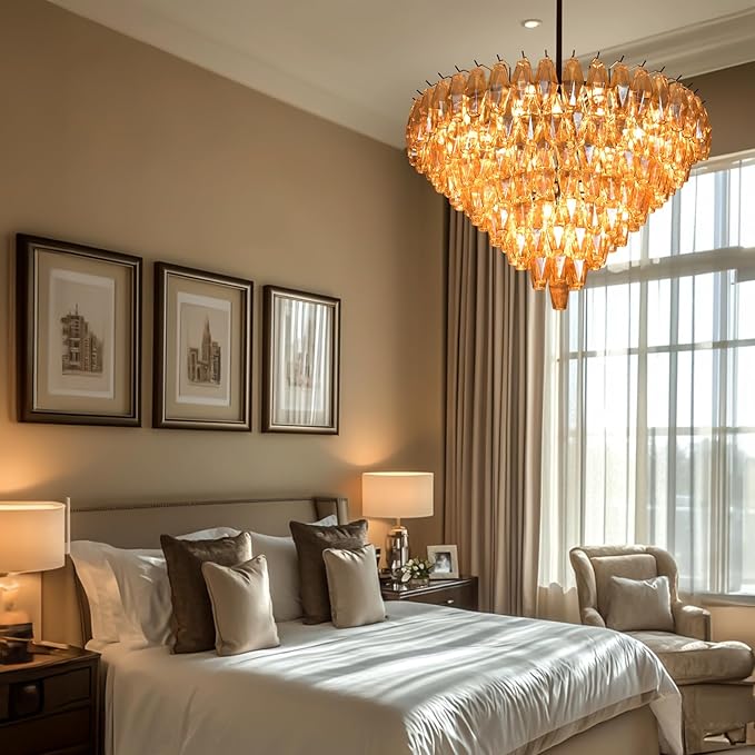 Modern Evelyn Glass Round Chandelier 36"-Amarnest