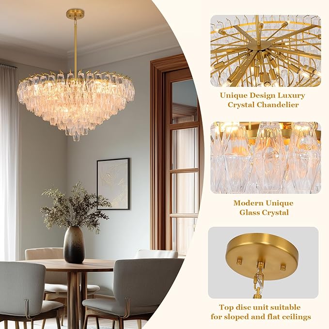 Modern Evelyn Glass Round Chandelier 36"-Amarnest