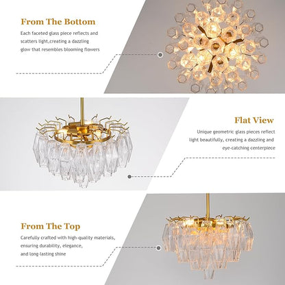 Modern Evelyn Glass Round Chandelier 17"-Amarnest