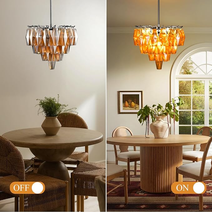 Modern Evelyn Glass Round Chandelier 17"-Amarnest