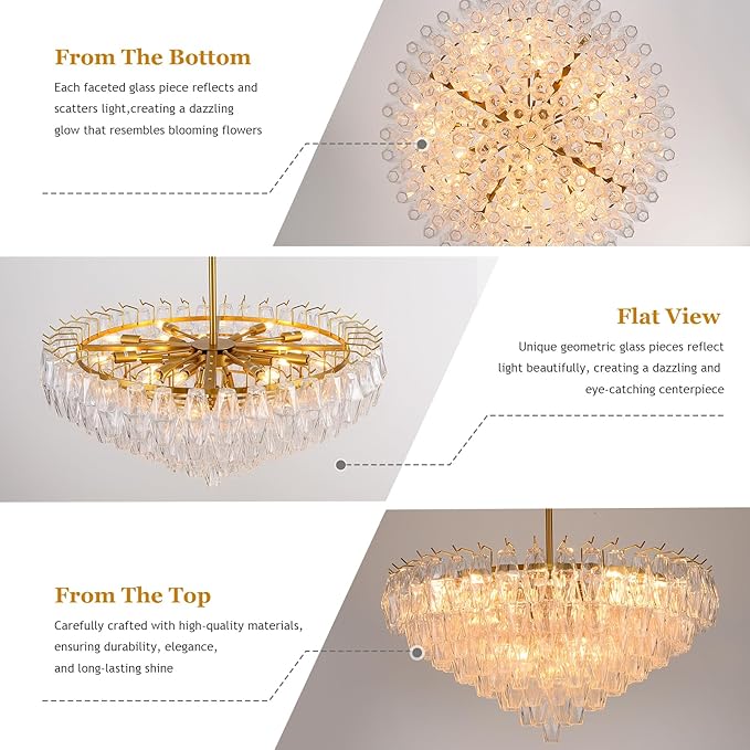 Modern Evelyn Glass Round Chandelier 36"-Amarnest