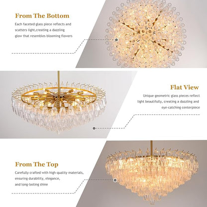 Modern Evelyn Glass Round Chandelier 36"-Amarnest
