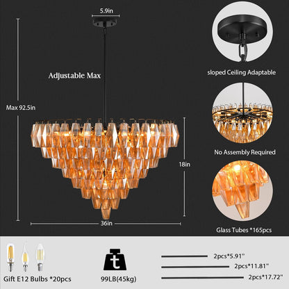 Modern Evelyn Glass Round Chandelier 36"-Amarnest