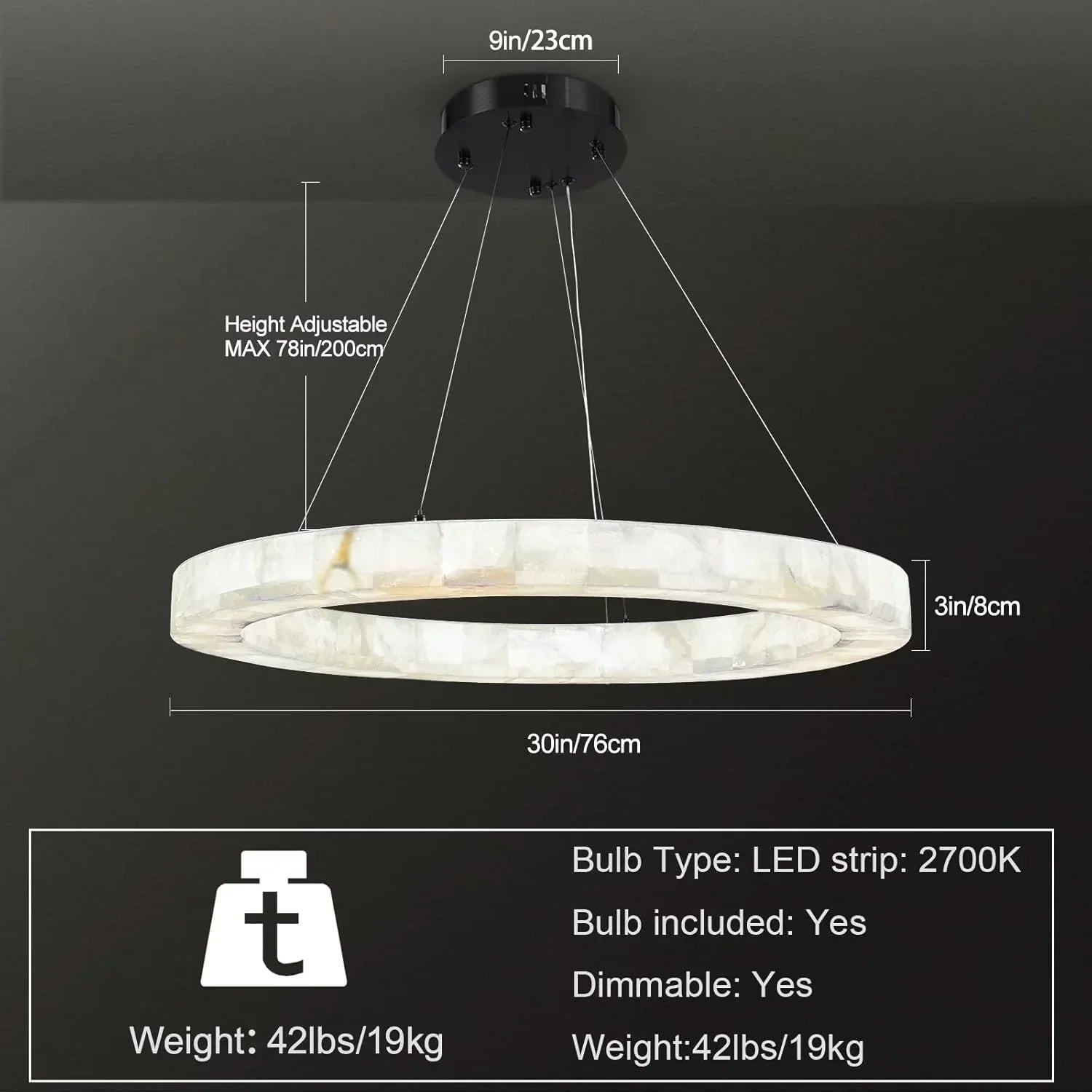 Teva Alabaster Round Chandelier 31"-Amarnest