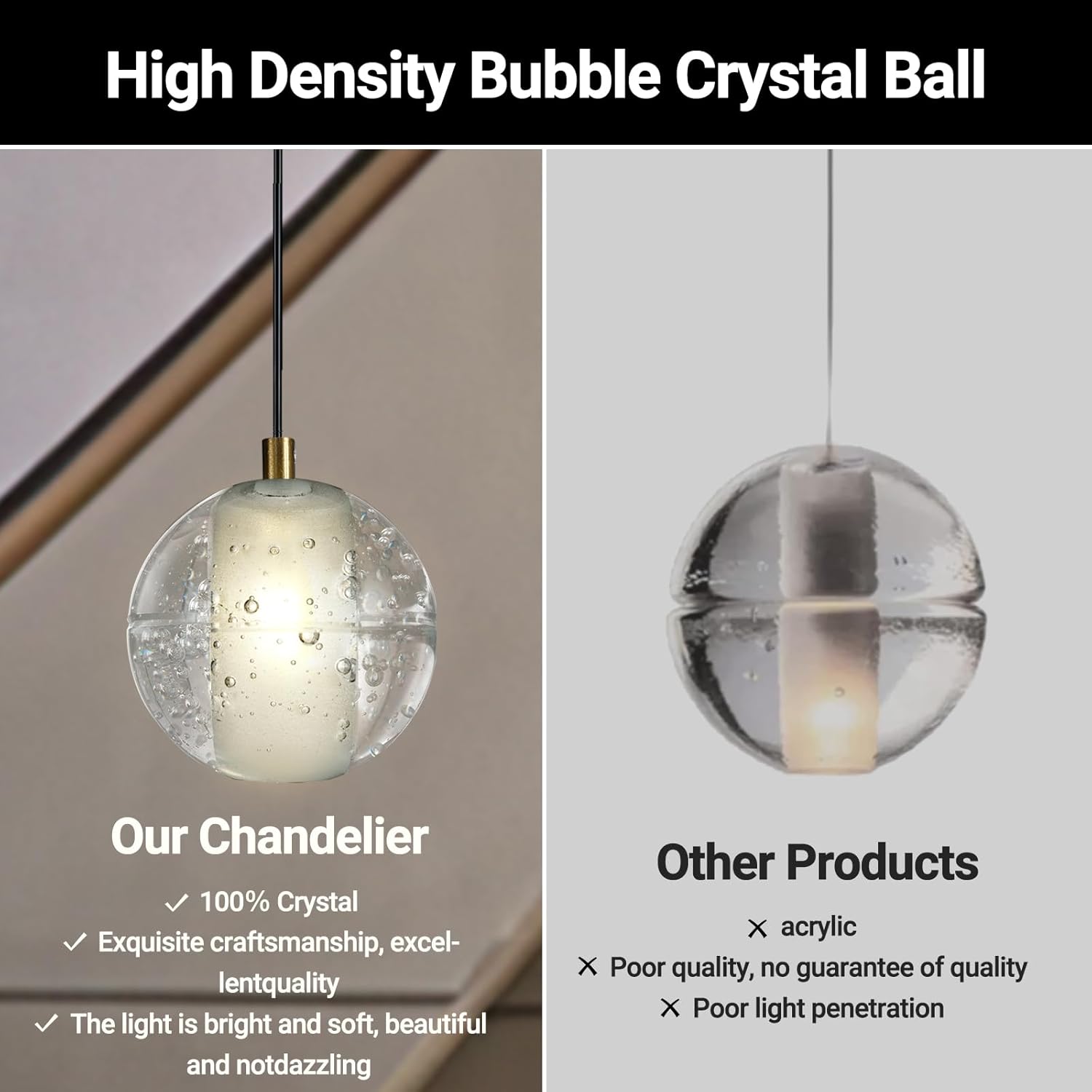 Large LED Pendant Chandeliers with Crystal Bubble Ball-Amarnest