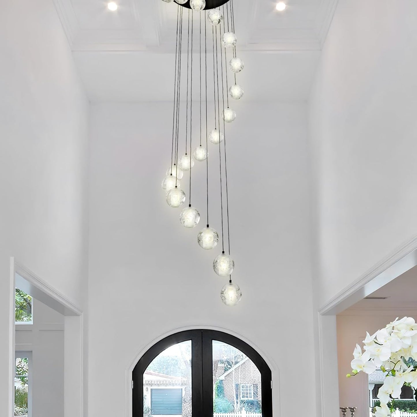 Large LED Pendant Chandeliers with Crystal Bubble Ball-Amarnest