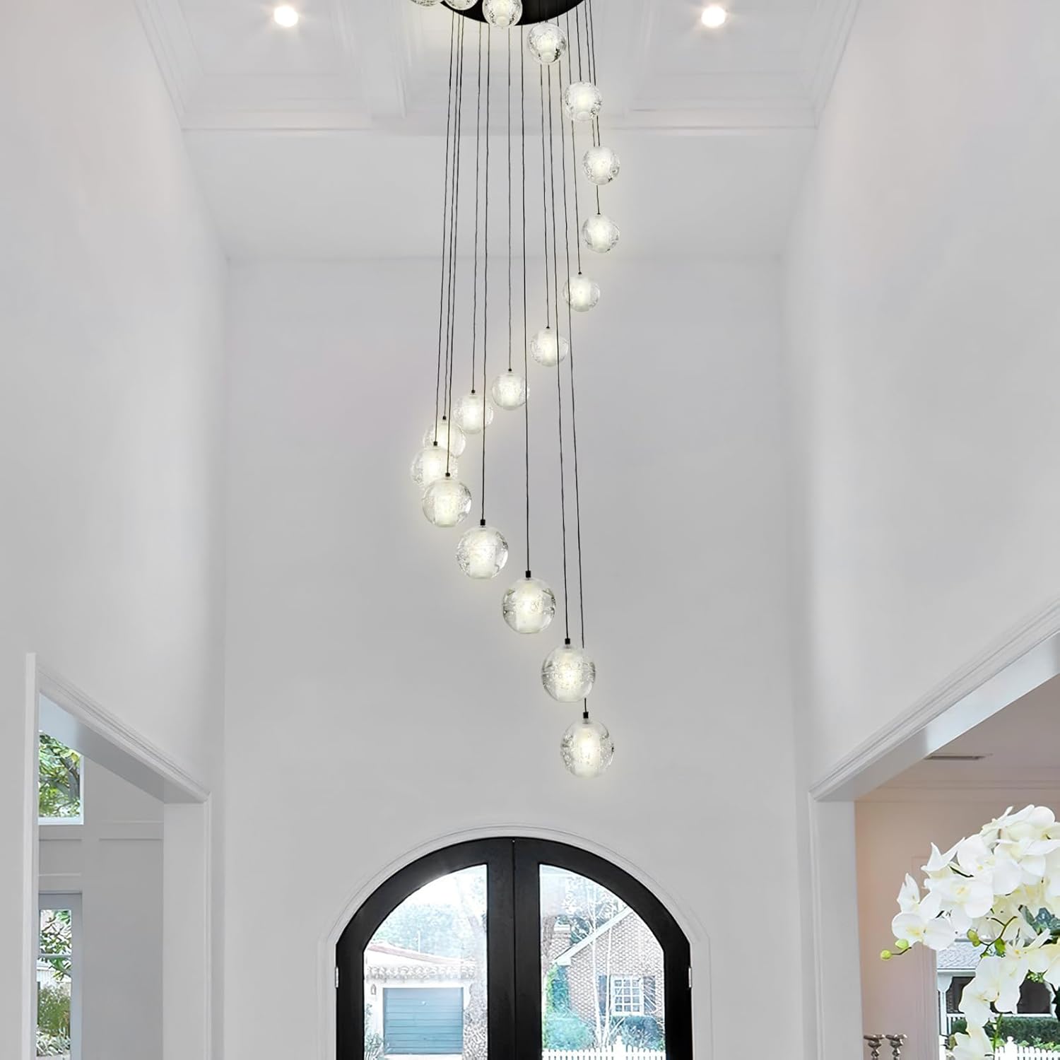 Large LED Pendant Chandeliers with Crystal Bubble Ball-Amarnest