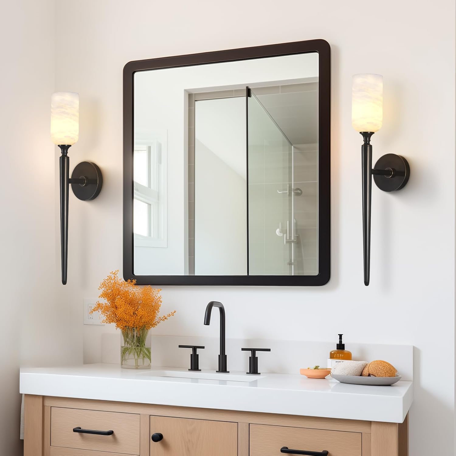 Monty Alabaster Wall Sconces-Amarnest