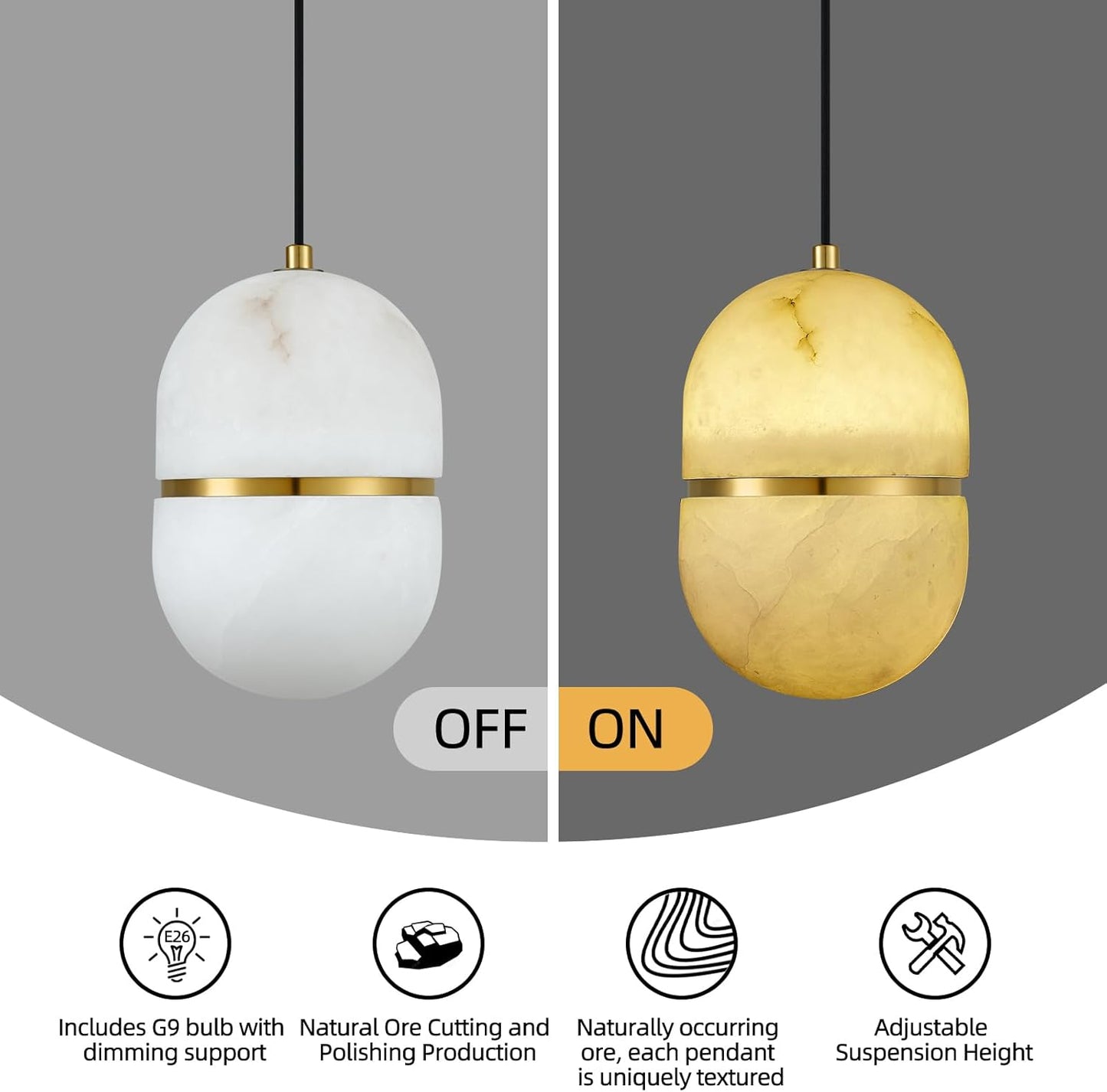 Alabaster Pendant Lights Kitchen Island-Amarnest