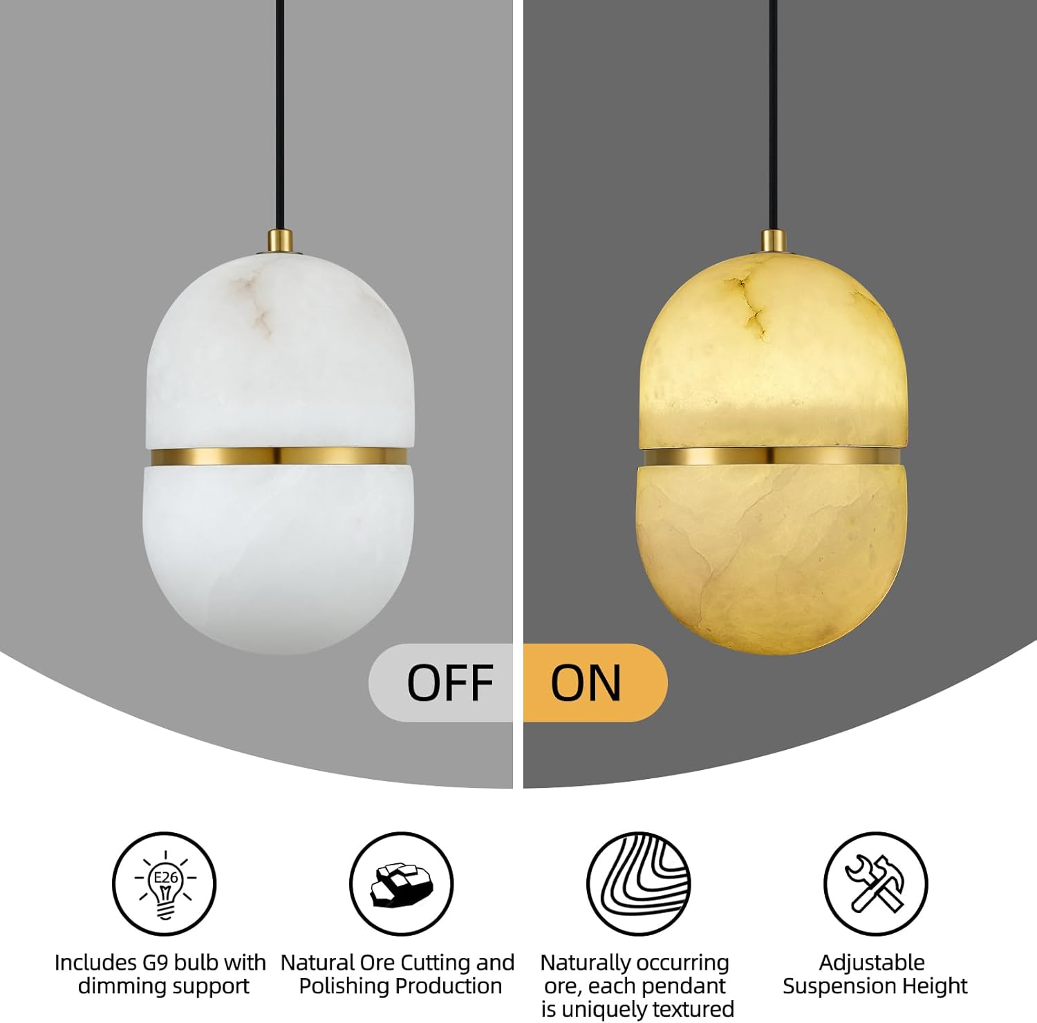 Alabaster Pendant Lights Kitchen Island-Amarnest