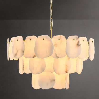 Talan Alabaster Round 3-Tier Chandelier 32″-Amarnest
