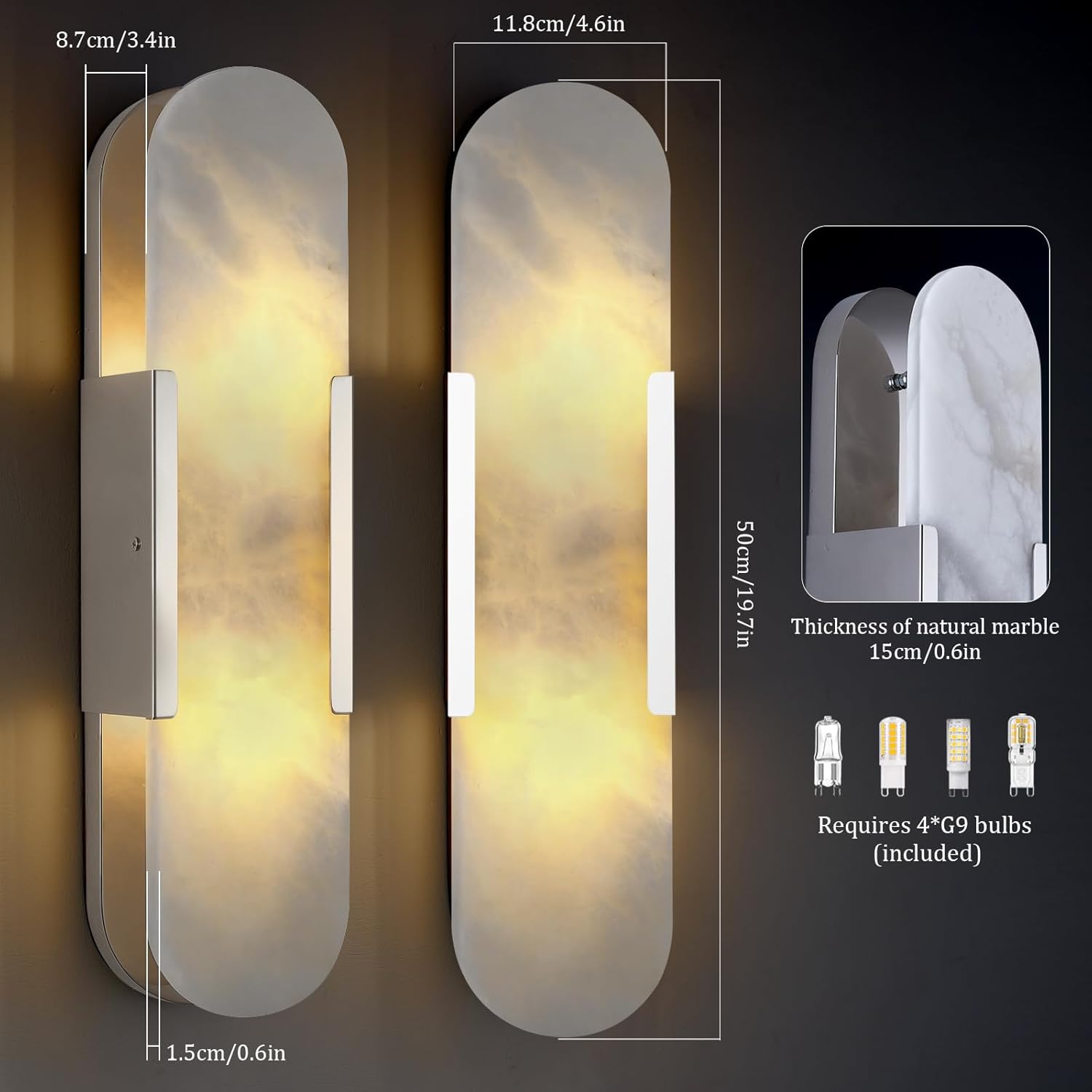 Trinidad Alabaster Wall Sconces 14" 20"-Amarnest