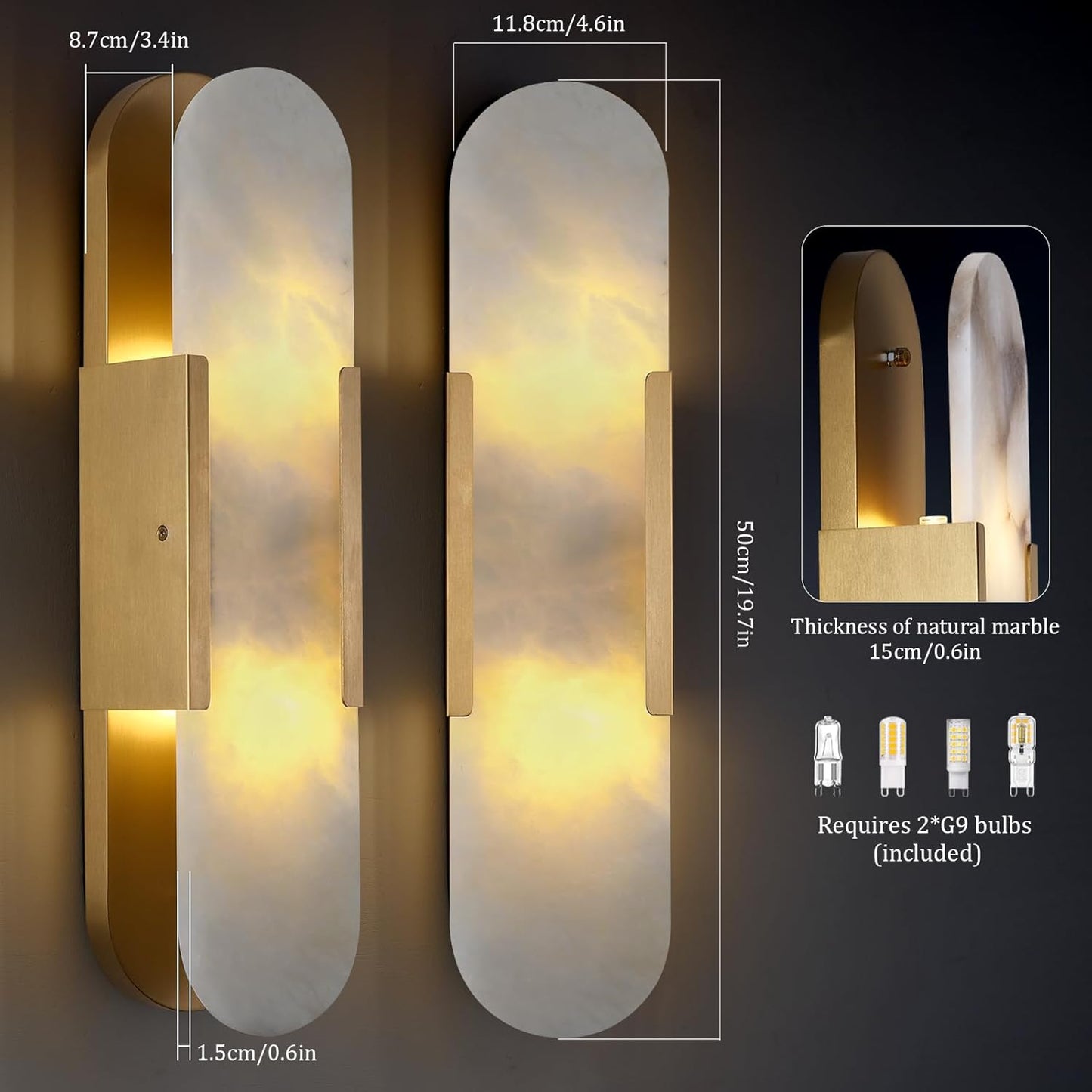 Trinidad Alabaster Wall Sconces 14" 20"-Amarnest
