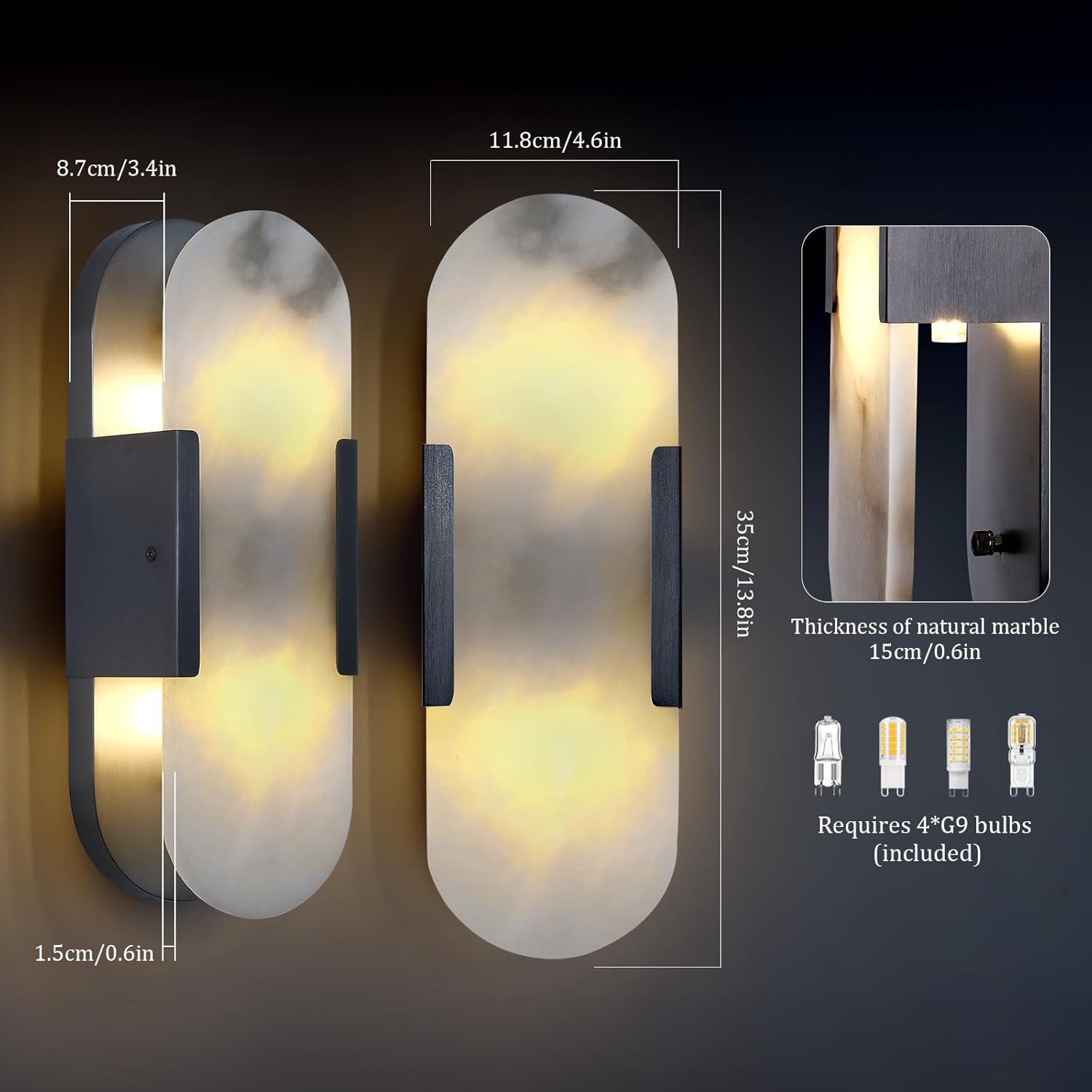 Trinidad Alabaster Wall Sconces 14" 20"-Amarnest