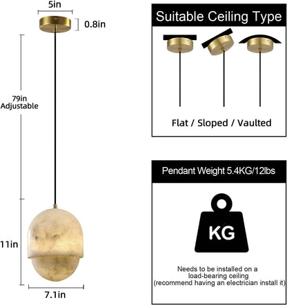 Alabaster Pendant Lights Kitchen Island-Amarnest