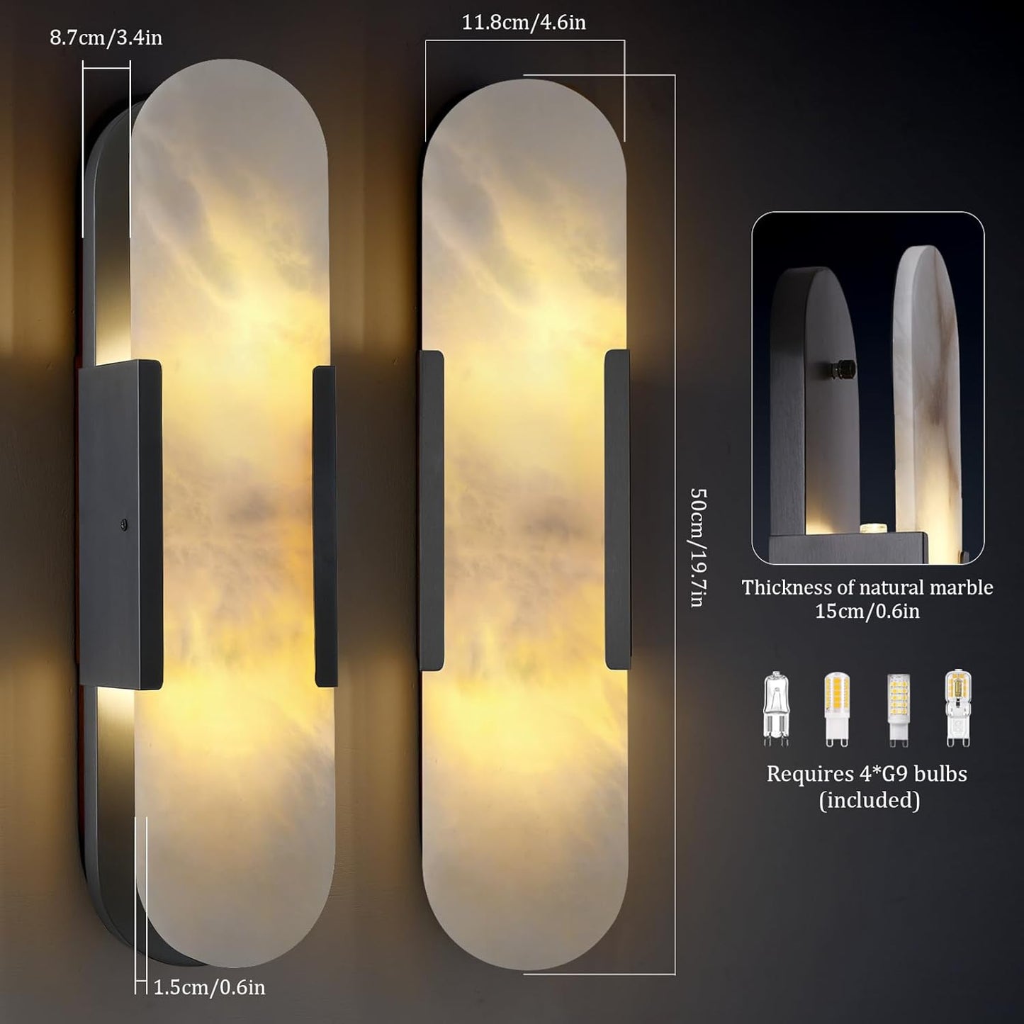 Trinidad Alabaster Wall Sconces 14" 20"-Amarnest