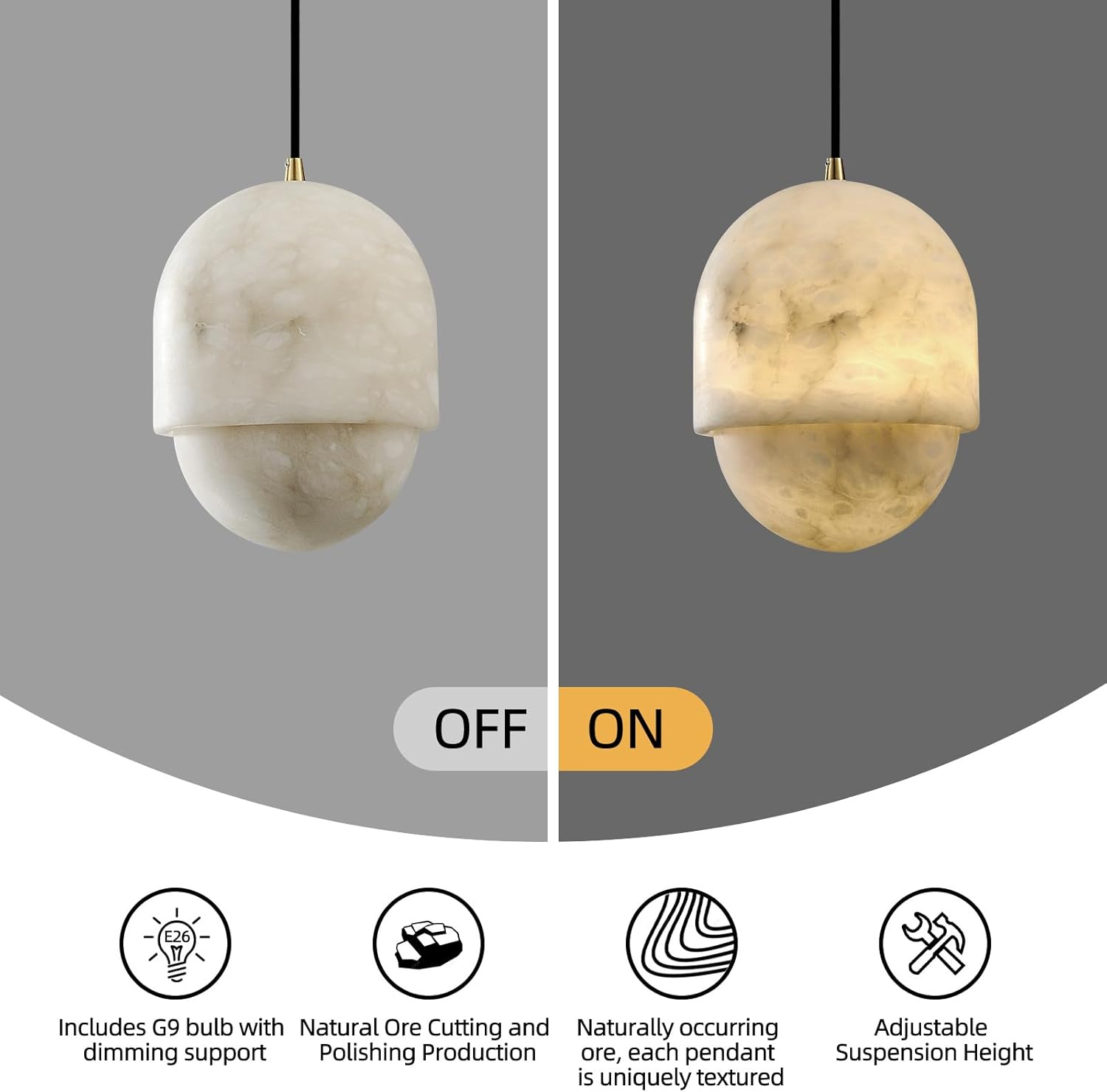 Alabaster Pendant Lights Kitchen Island-Amarnest