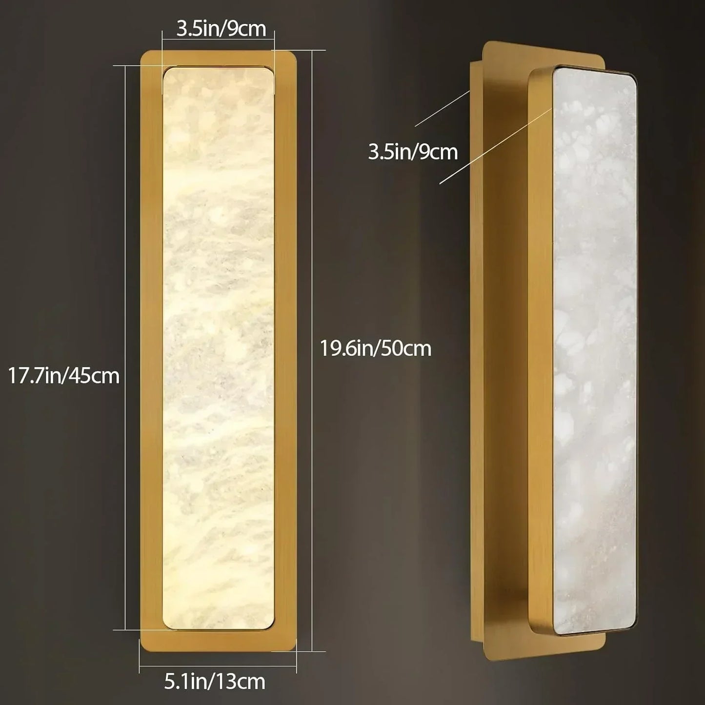 Melange Alabaster Rectangle Wall Sconces 20"-Amarnest