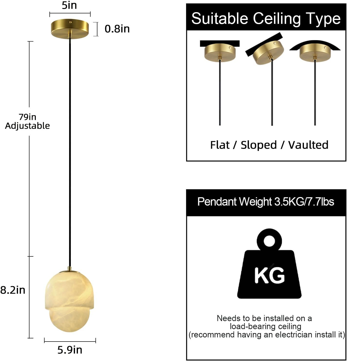 Alabaster Pendant Lights Kitchen Island-Amarnest