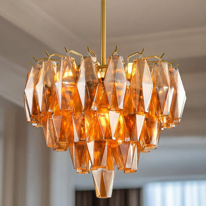 Modern Evelyn Glass Round Chandelier 17"-Amarnest