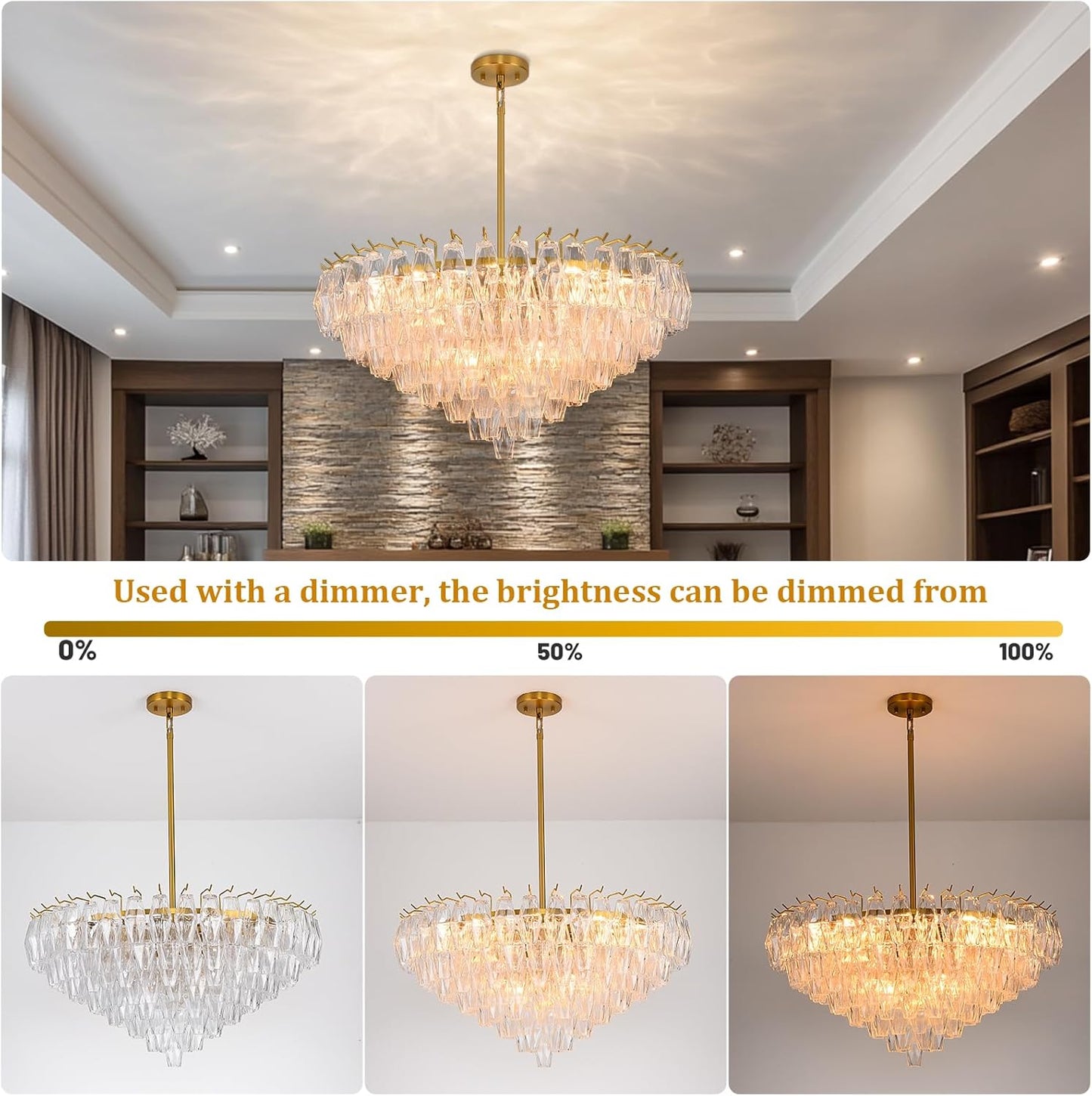 Modern Evelyn Glass Round Chandelier 36"-Amarnest