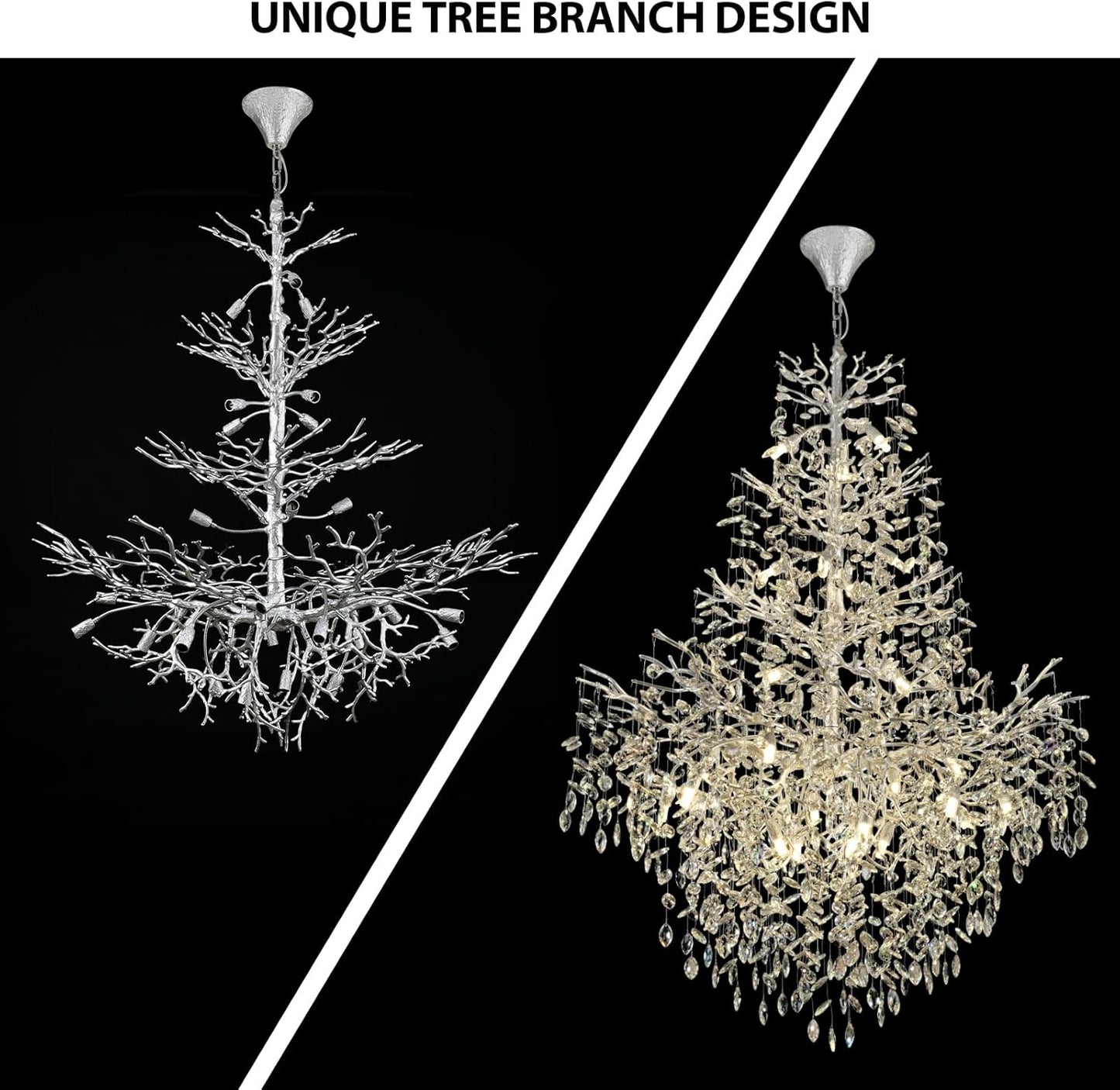 Solara Round Tree Branch Chandelier 47"-Amarnest