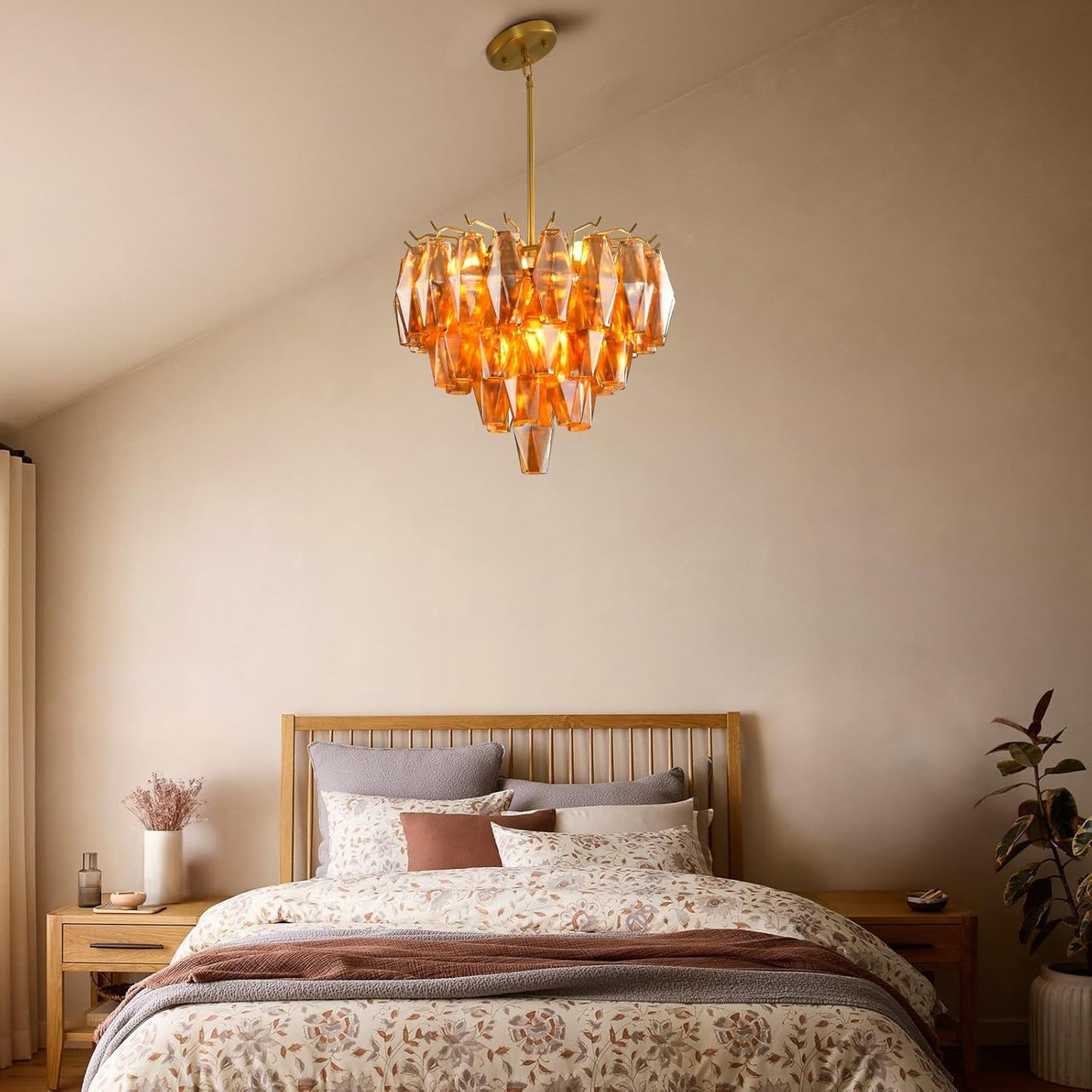 Modern Evelyn Glass Round Chandelier 17"-Amarnest