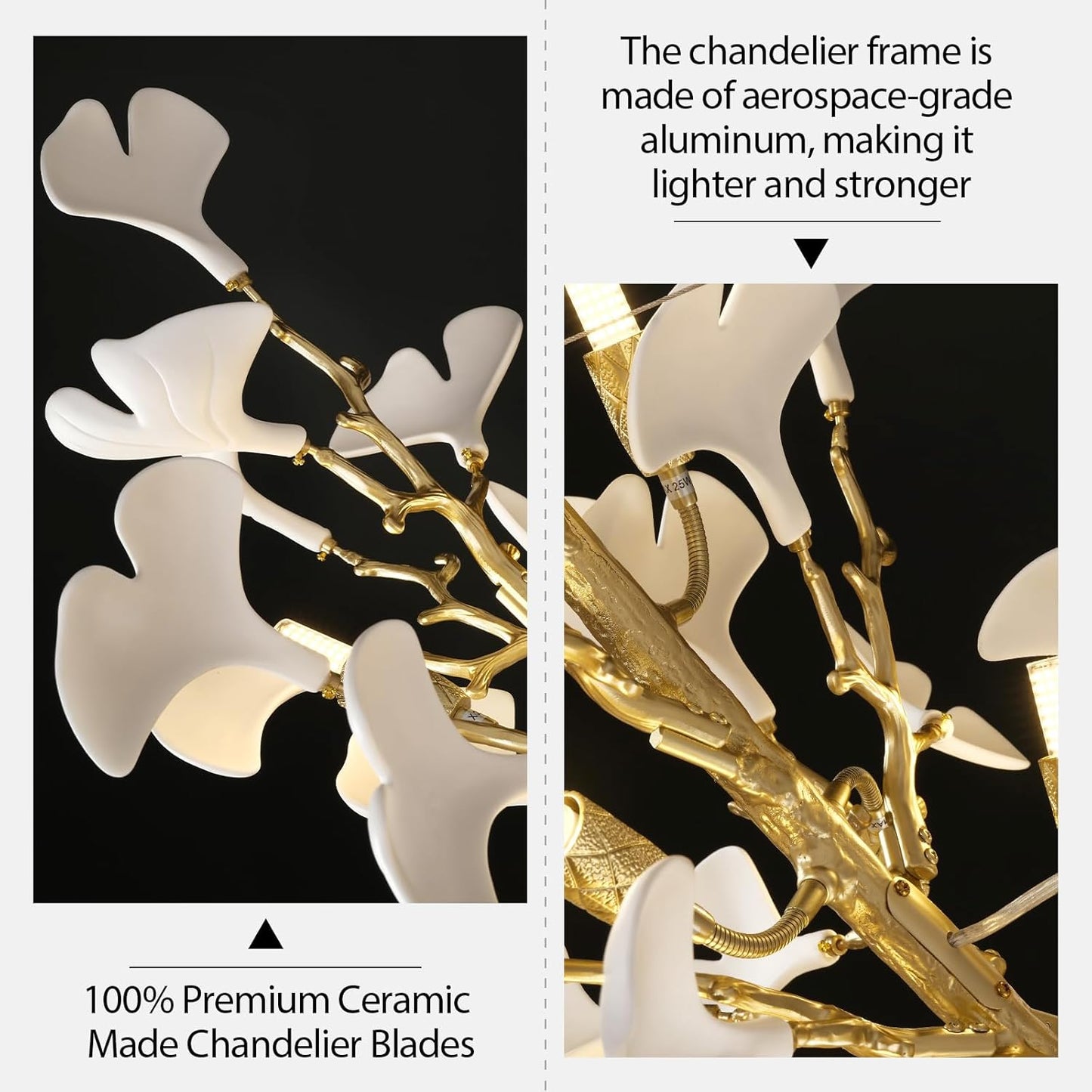 Ginkgo Rectangle Chandelier 55"-Amarnest