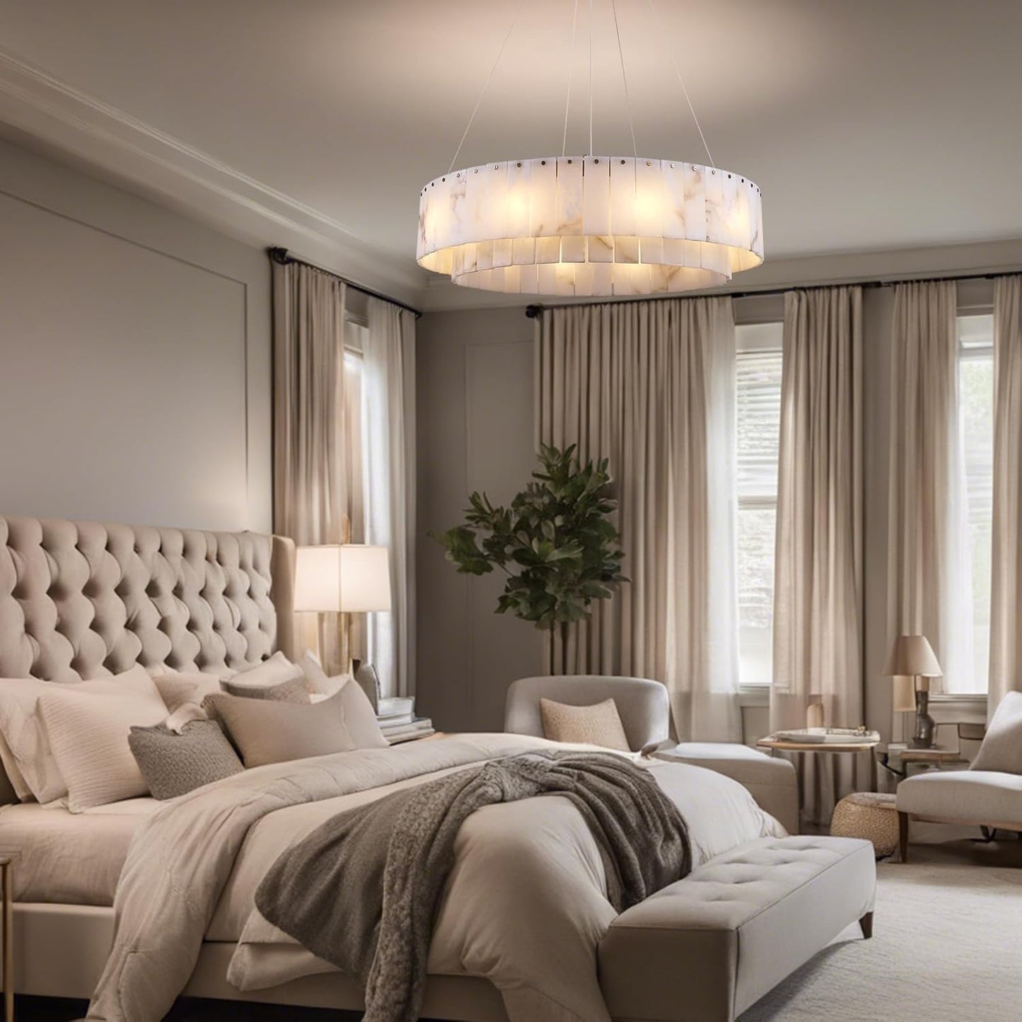Celine Alabaster Round Chandelier 31"-Amarnest