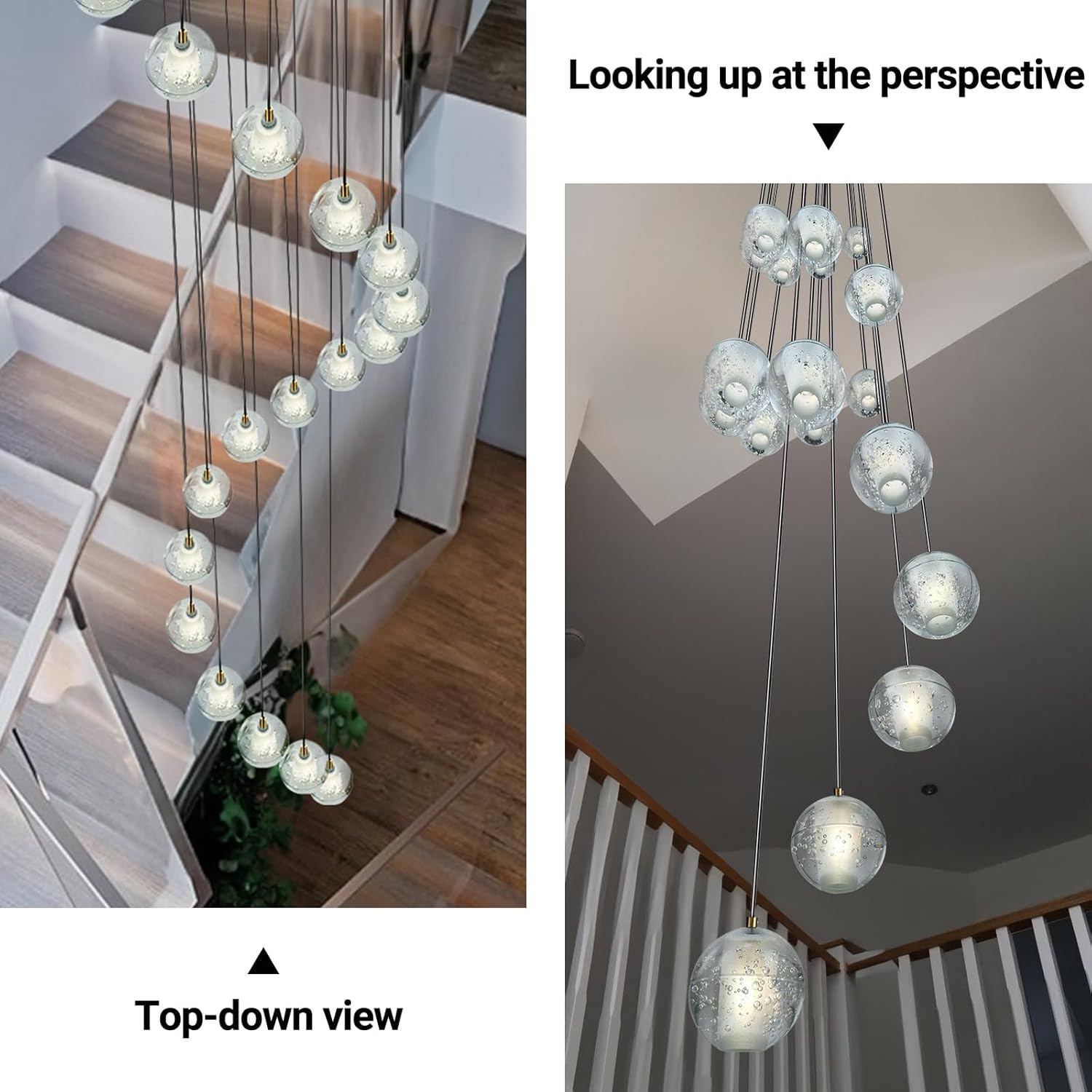 Large LED Pendant Chandeliers with Crystal Bubble Ball-Amarnest