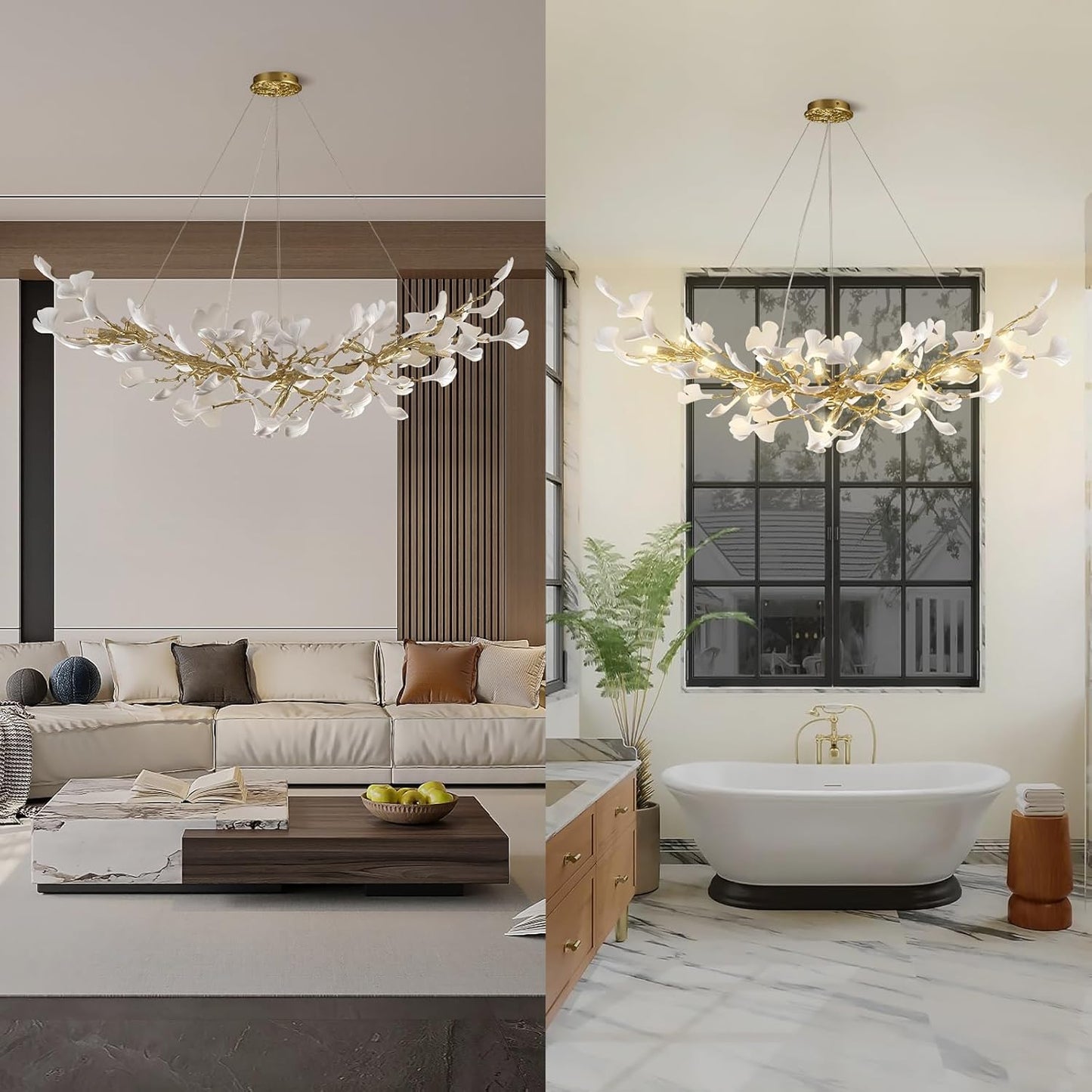 Ginkgo Rectangle Chandelier 55"-Amarnest