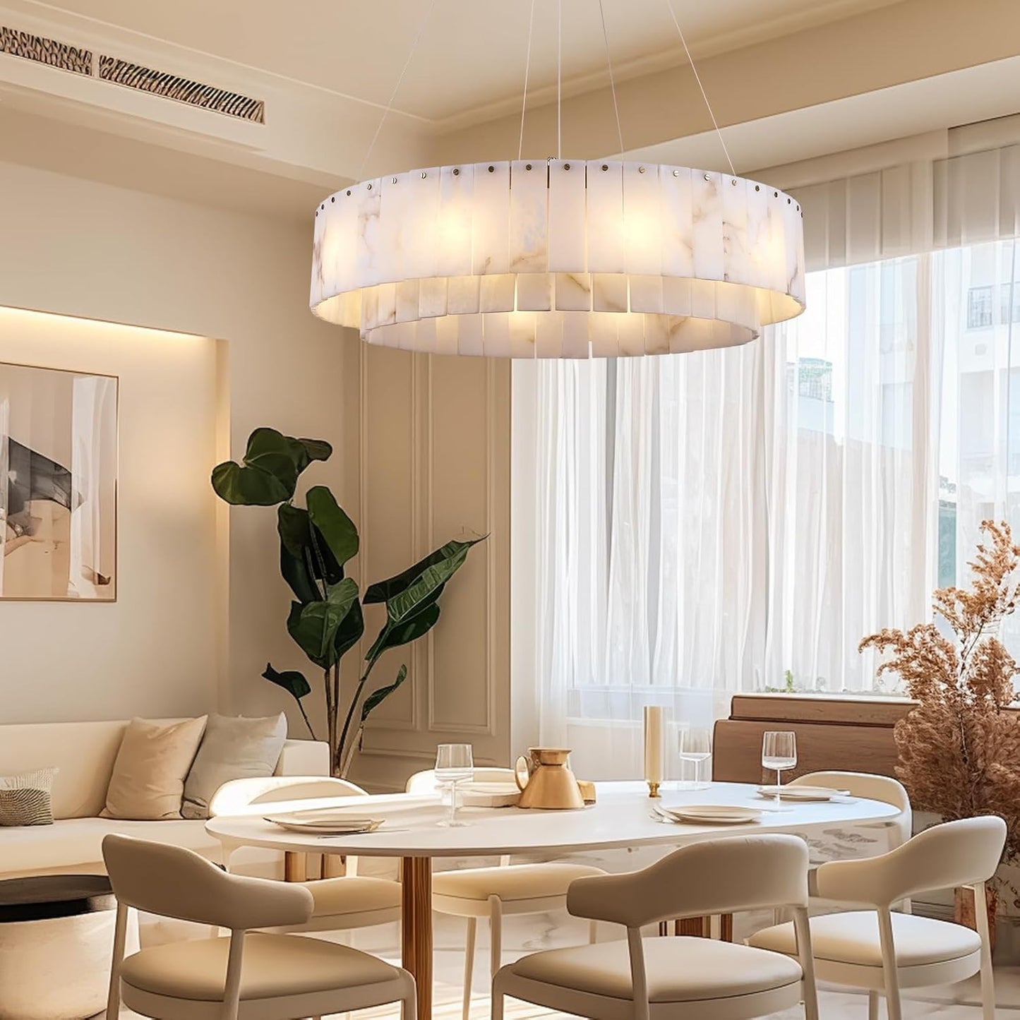 Celine Alabaster Round Chandelier 31"-Amarnest