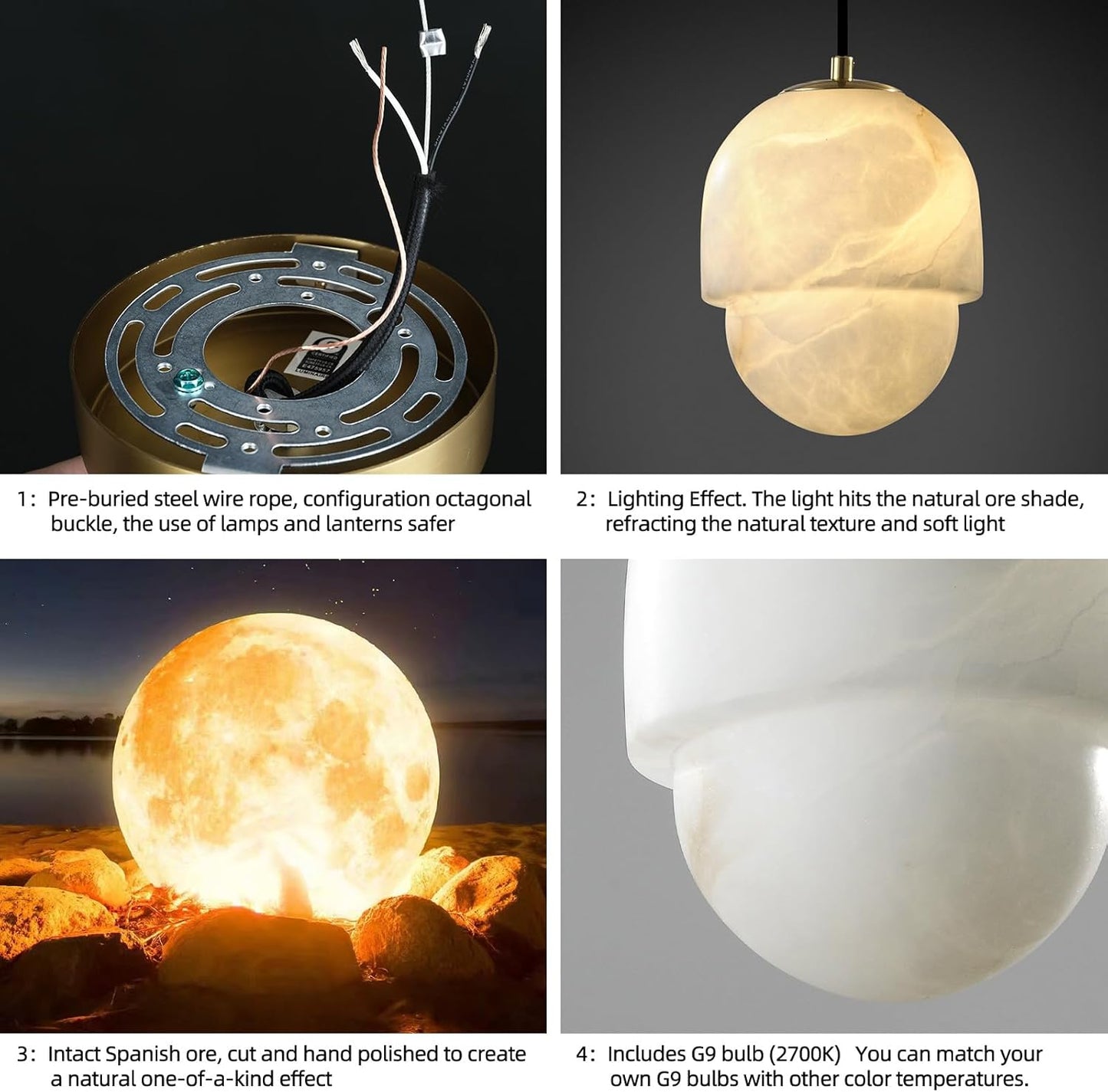 Alabaster Pendant Lights Kitchen Island-Amarnest