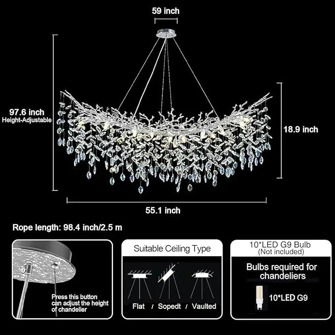 Solara Rectangular Tree Branch Chandelier 55" 72" Tree Branch-Amarnest