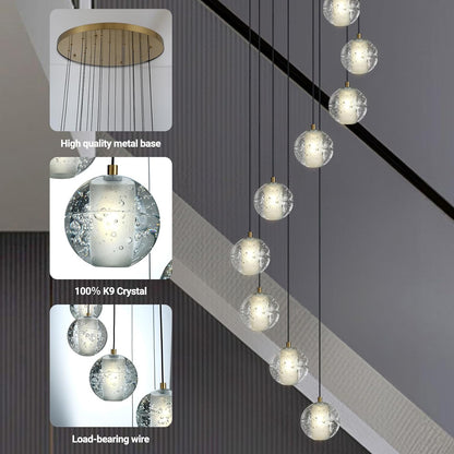 Large LED Pendant Chandeliers with Crystal Bubble Ball-Amarnest